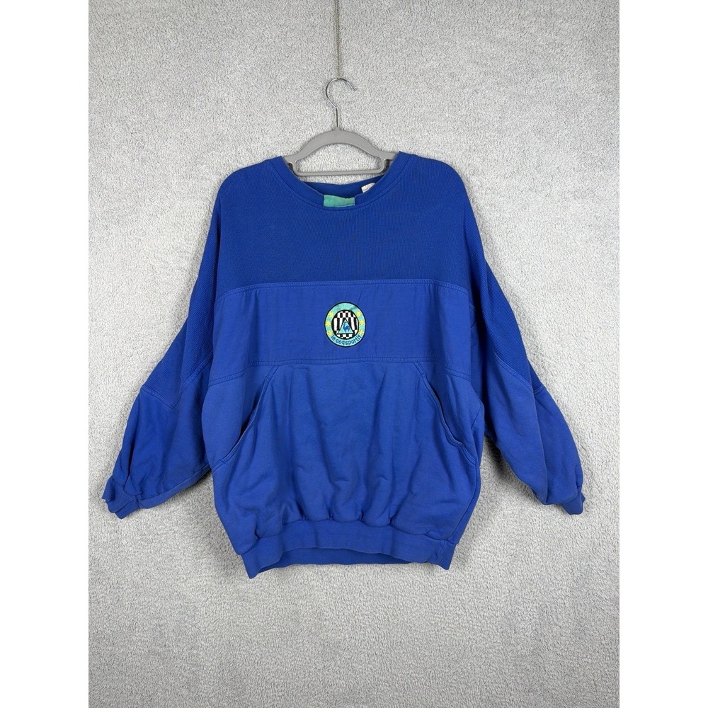 Vintage 80/90's Le Coq Sportif Crewneck Sweatshirt Kangaroo Pocket Blue Men's L‎